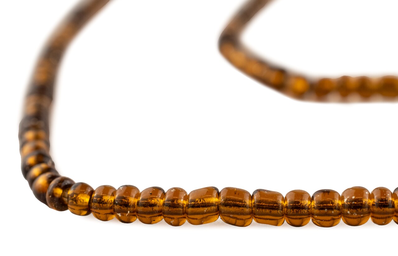 The Bead Chest Amber Brown Ghana Glass Seed Beads: Authentic Glass Seed Beads from Ghana